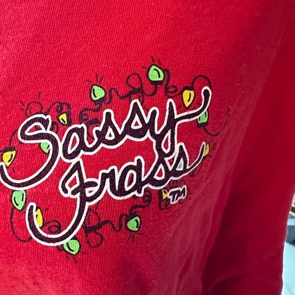 Sassy Frass Christmas Owl Red Long Sleeve Shirt - Picture 4 of 5